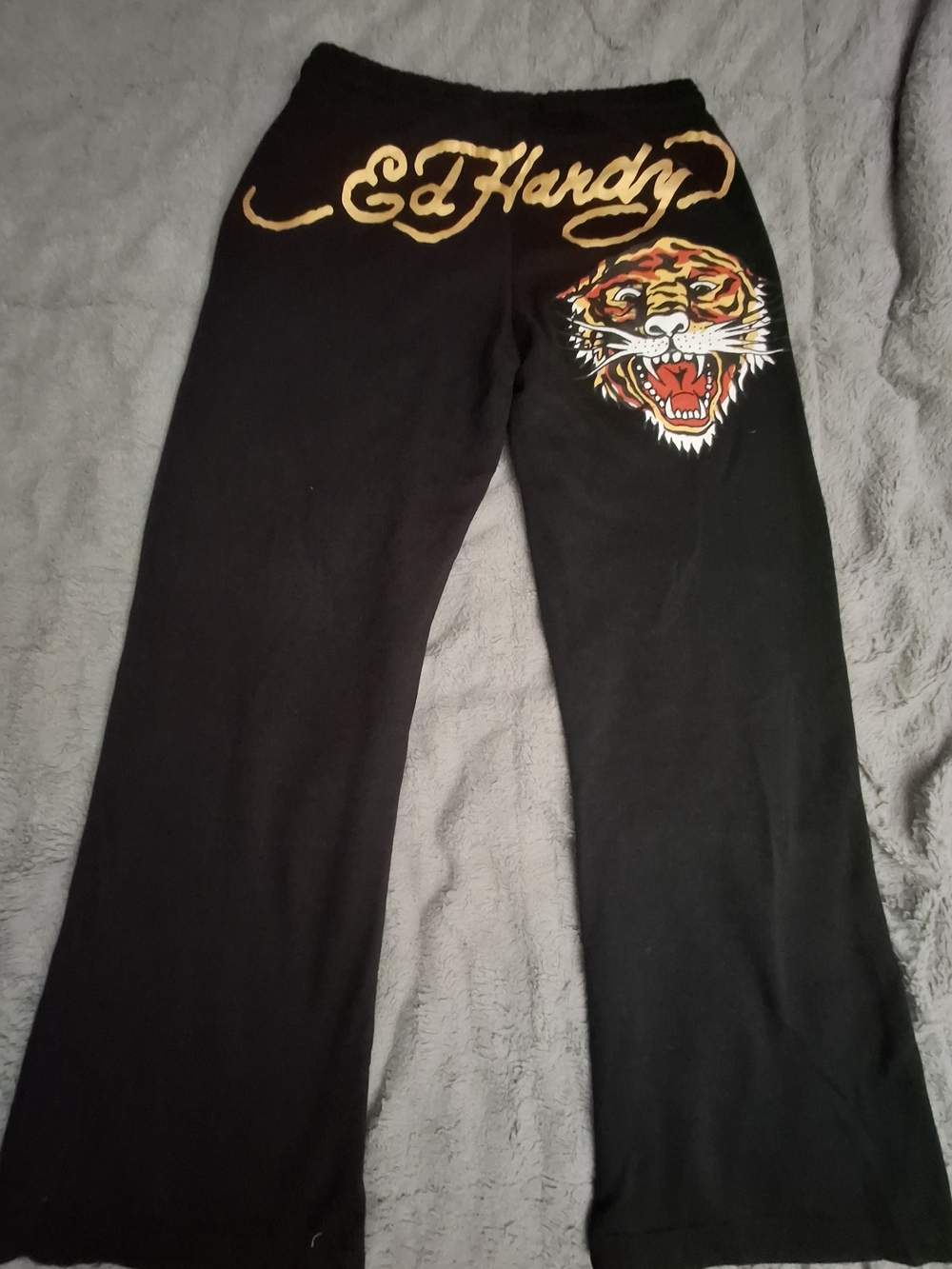 Ed Hardy Black Sweatpants with Tiger Graphic